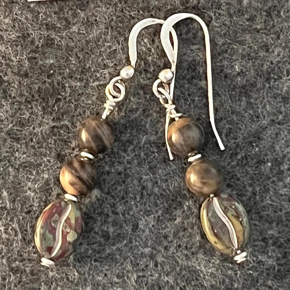 Coffee Bean Beads with Black Moonstone & Sterling Silver - Handmade - Picture 4 of 5